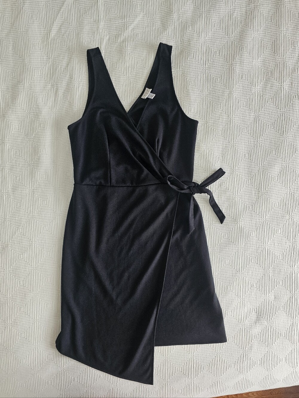 A New Day Sleeveless Black Wrap Dress with Tie Waist